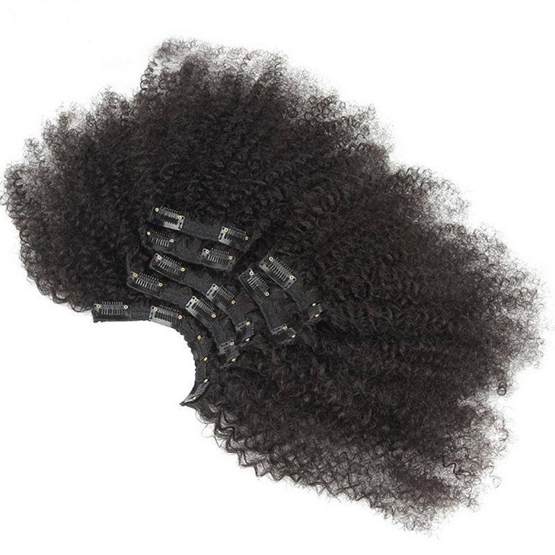 Clips in Human Hair Extension Afro Kinky Curl (7 pcs/set)